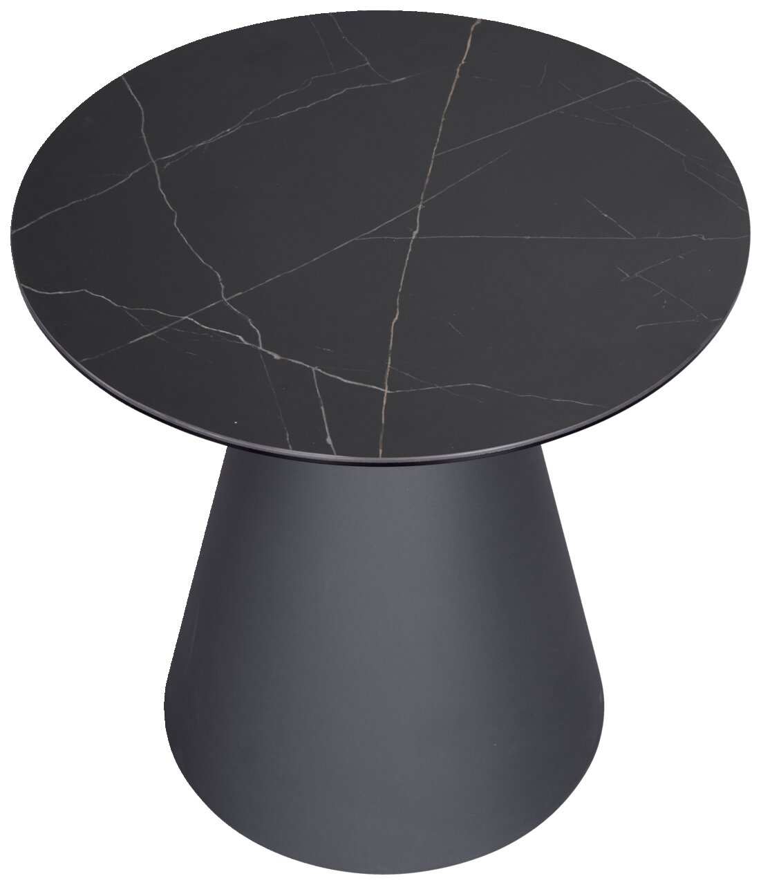 Novel Beistelltisch COMO Moderner Beistelltisch mit schwarzer, marmorierter Tischplatte und konischem Fuß, Ansicht von oben