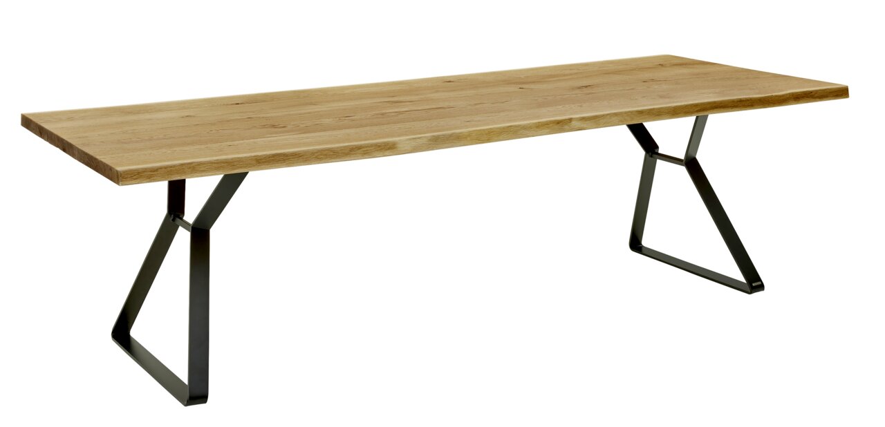 Musterring Eettafel MR T4010 Moderne houten eettafel met metalen poten, zijaanzicht