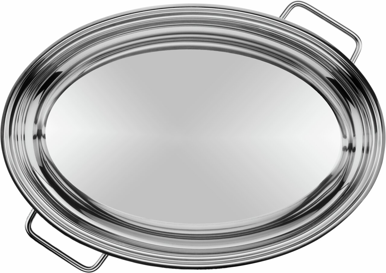 Ovale extra braadpan met metalen deksel, bovenaanzicht