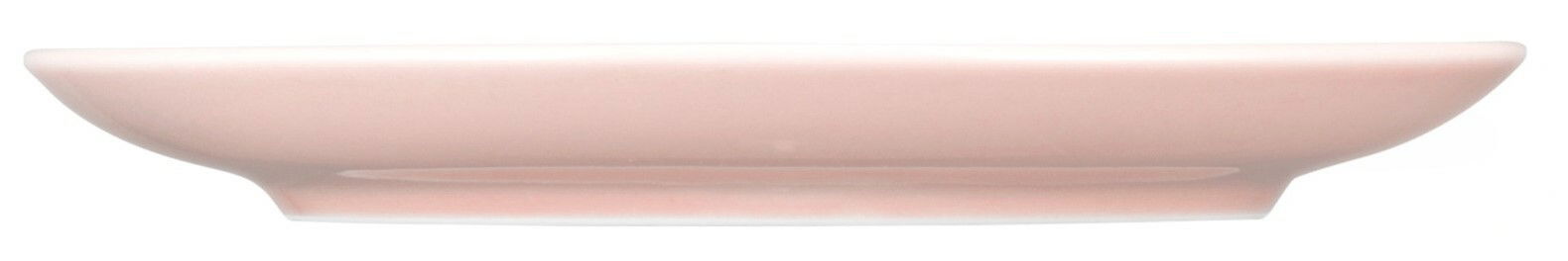 Seitenansicht einer großen, flachen, rosafarbenen Kombi-Untertasse von Seltmann Weiden, Modell AMINA, Durchmesser 16 cm.