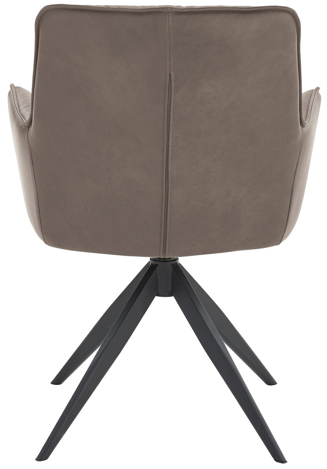 Dieter Knoll Design-Schalensessel PREMIO Rückansicht eines modernen Design-Schalensessels mit vier schwarzen Metallbeinen und einer grauen Polsterung.