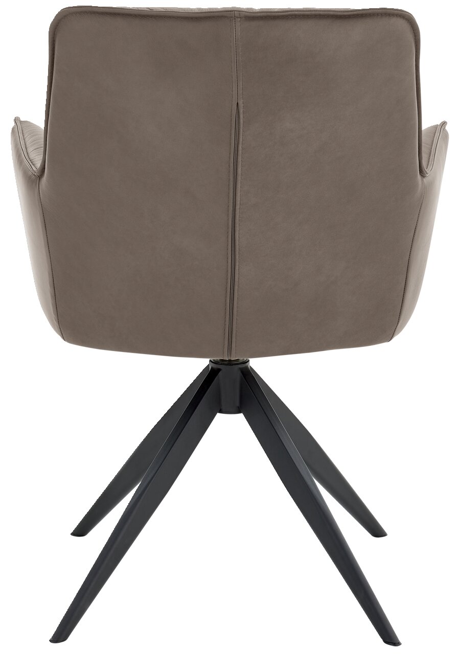 Dieter Knoll Design-Schalensessel PREMIO Rückansicht eines modernen Design-Schalensessels mit vier schwarzen Metallbeinen und einer grauen Polsterung.