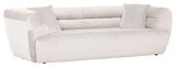 Weißes Big-Sofa mit zwei Kissen, seitliche Perspektive