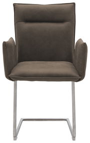 Freischwinger-Sessel in braunem Stoff, Vorderansicht