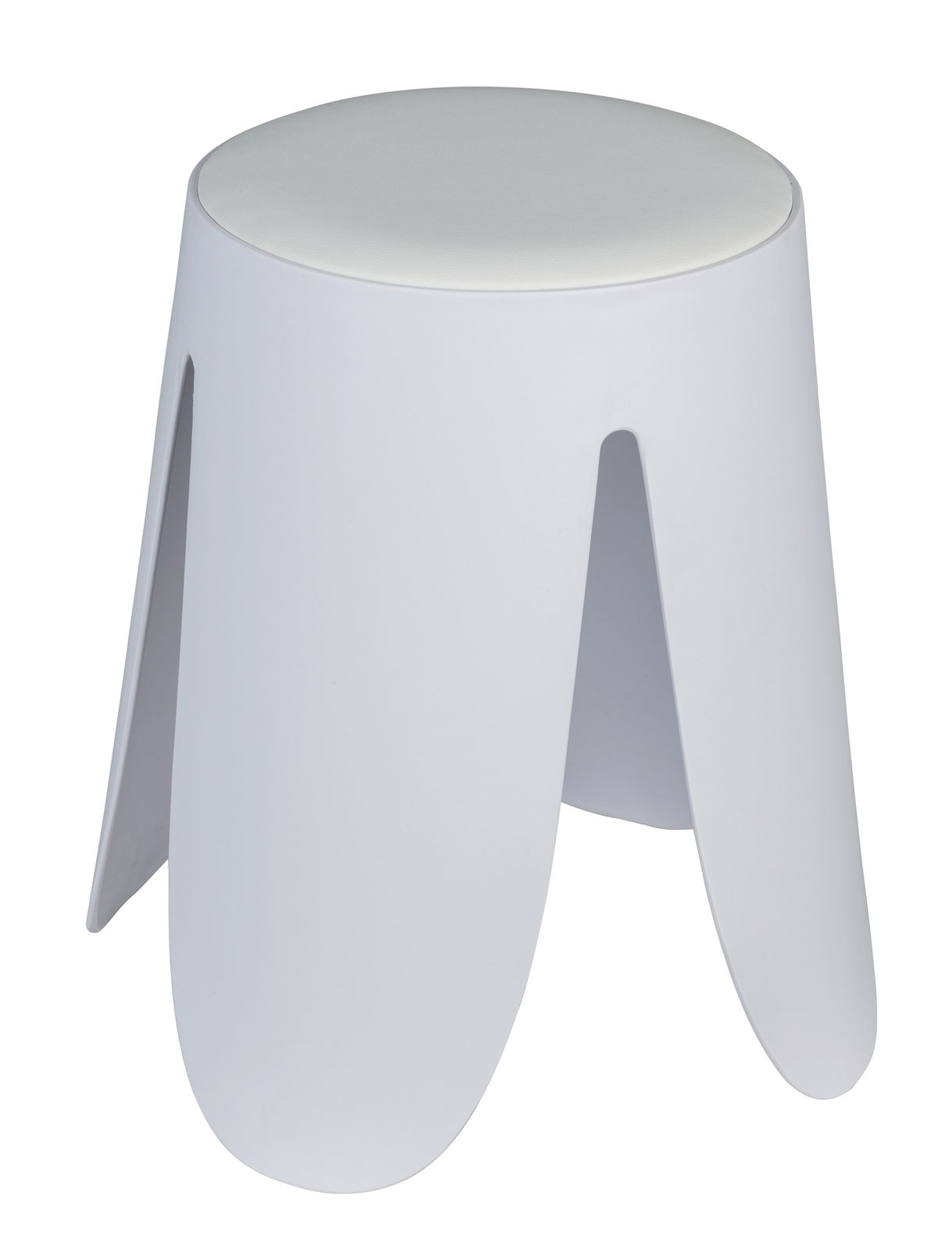 Weißer Universalhocker Comiso mit modernem Design, seitliche Perspektive