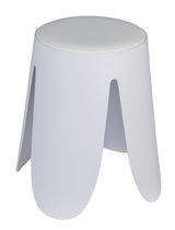 Weißer Universalhocker Comiso mit modernem Design, seitliche Perspektive