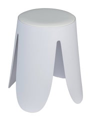 Weißer Universalhocker Comiso mit modernem Design, seitliche Perspektive