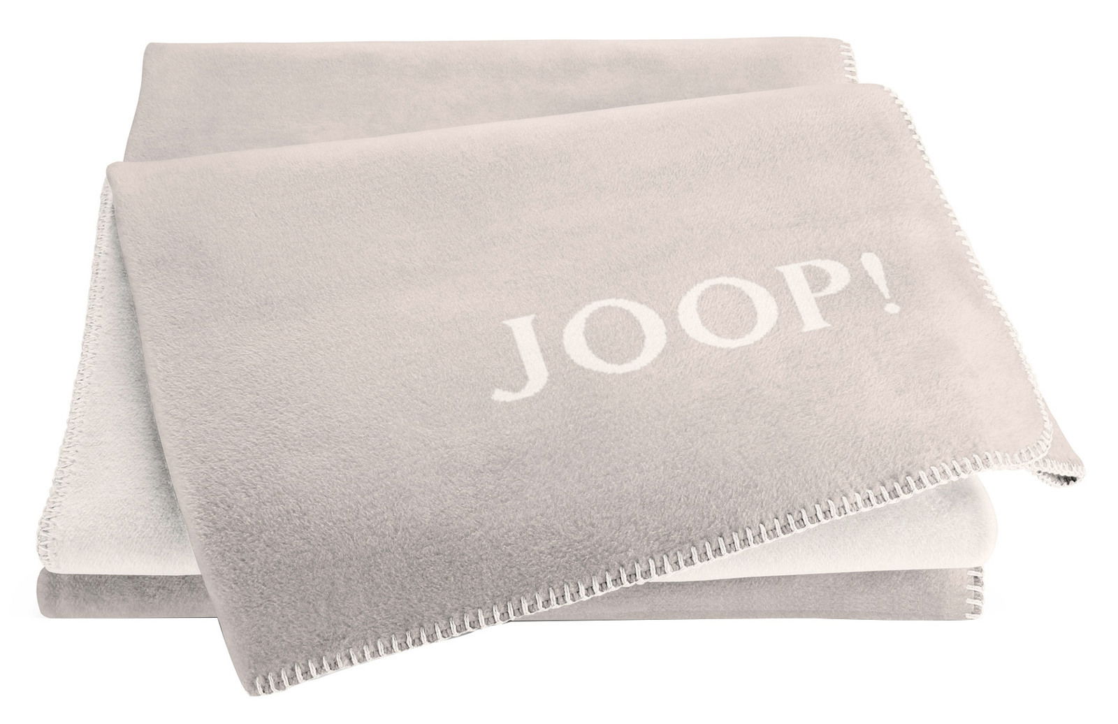 JOOP! Tagesdecke UNI-DOUBLEFACE Beige Decke mit JOOP! Logo, gefaltet, von oben betrachtet