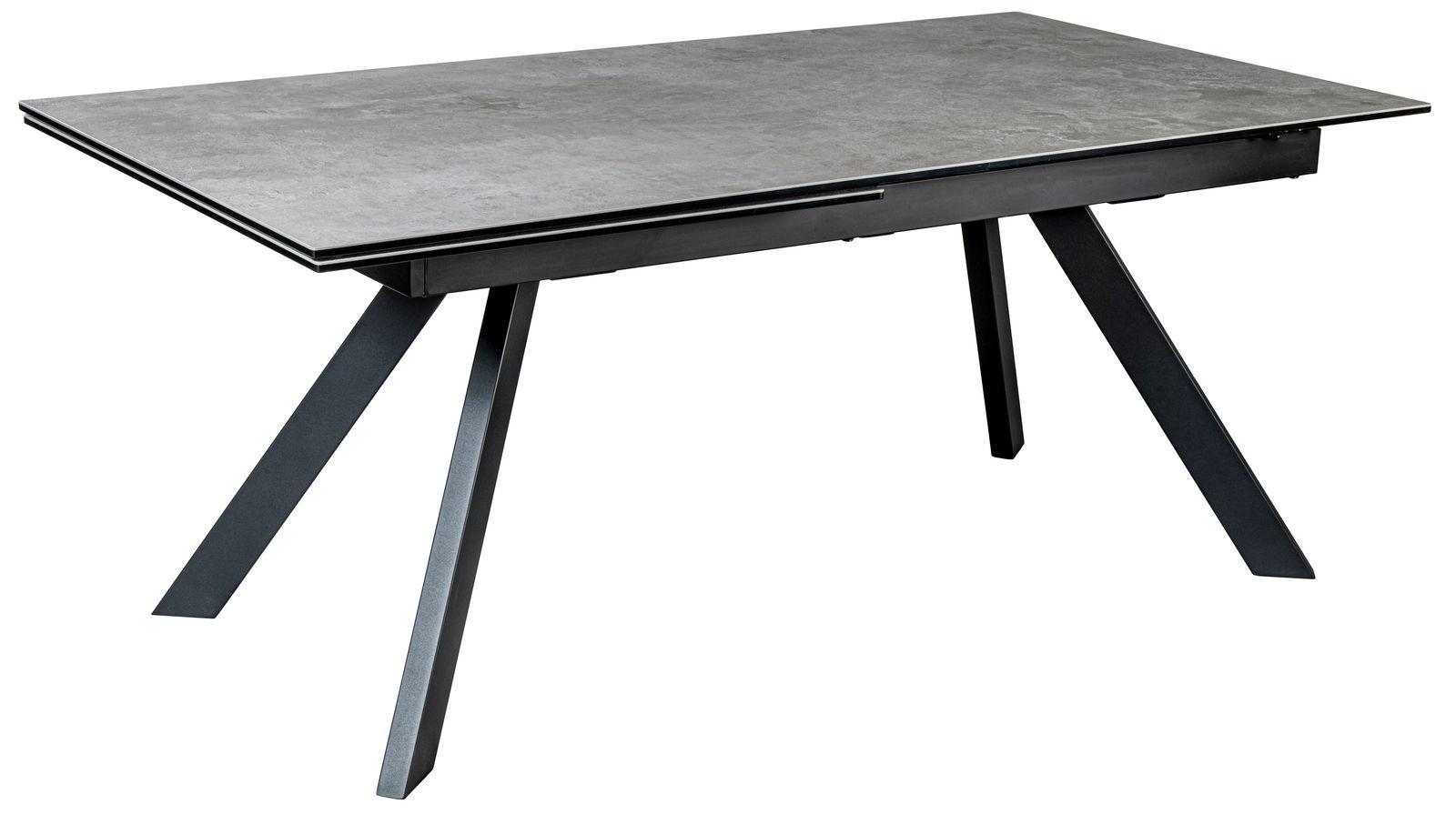Novel Esstisch ATLANTA Moderner Esstisch mit grauer Tischplatte und schwarzen, schrägen Beinen, seitliche Perspektive