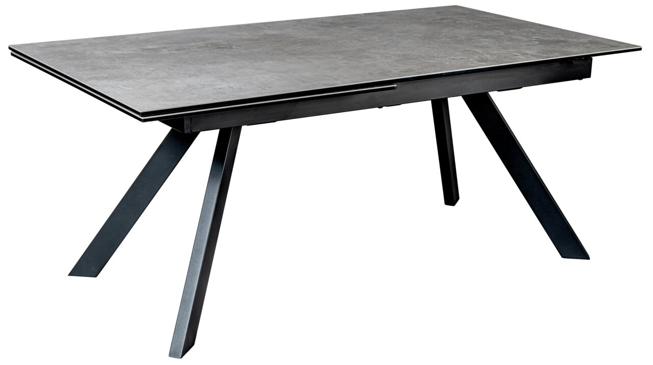 Novel Esstisch ATLANTA Moderner Esstisch mit grauer Tischplatte und schwarzen, schrägen Beinen, seitliche Perspektive
