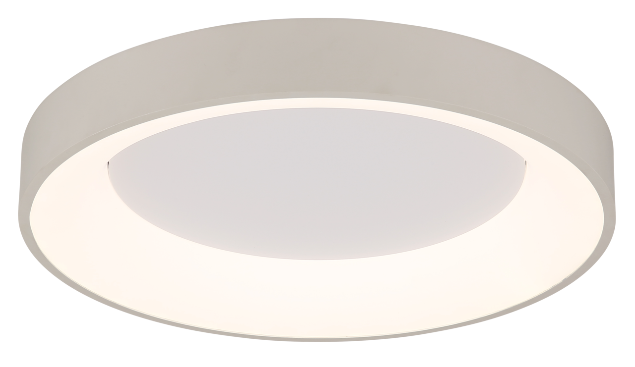Runde LED-Deckenleuchte in Weiß, seitliche Perspektive