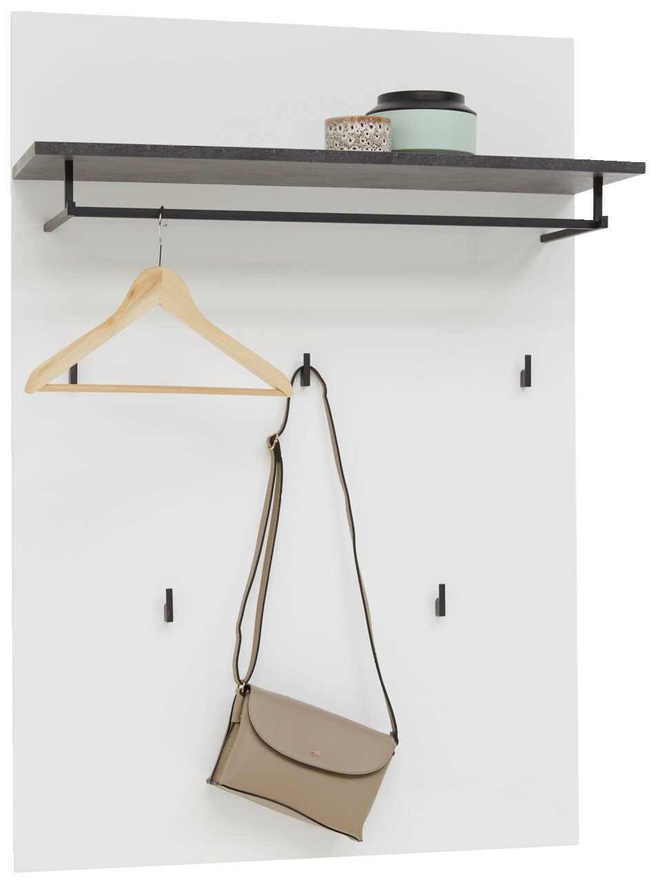 Voleo Garderobenpaneel YES Garderobenpaneel mit Ablage, Kleiderbügel und Haken, frontal betrachtet