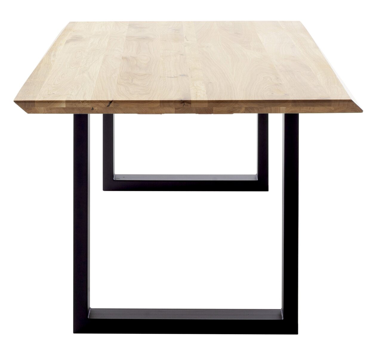 Esstisch aus Holz mit schwarzem Metallgestell, Frontalansicht