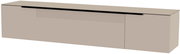Beiges XL Hänge-Lowboard mit glatter Oberfläche und horizontalen Linien, seitliche Perspektive