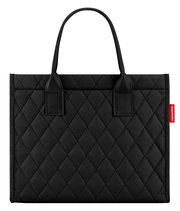 Schwarze, gesteppte Einkaufstasche mit zwei Griffen, Vorderansicht