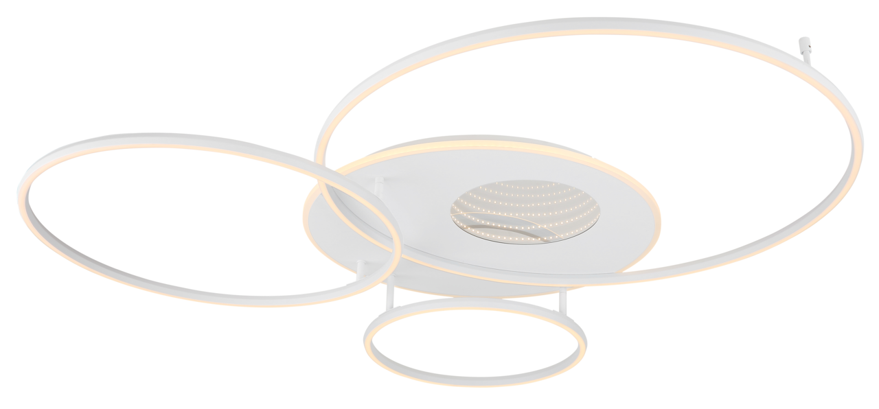 Globo Lighting LED-Deckenleuchte INVERTINA Moderne LED-Deckenleuchte mit drei kreisförmigen Elementen, seitliche Perspektive