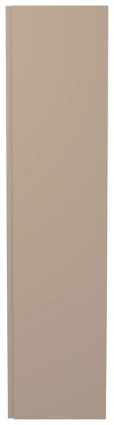 Frontansicht eines einfarbigen, beigen Hänge-Garderobenschranks mit einer Tür.