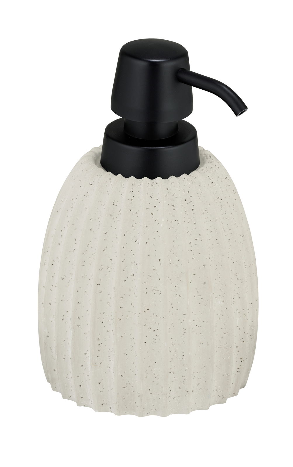 Wenko Seifenspender TORRETTA Seifenspender Torretta in hellgrün mit schwarzem Pumpkopf, aus einer frontalen Perspektive fotografiert.