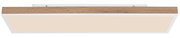 Rechteckige Deckenleuchte mit Holzoptikrahmen, seitliche Perspektive