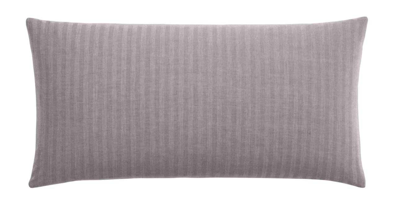 Graue Kissenhülle 40x80cm mit feinen Streifen, Vorderansicht