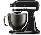 Schwarze Küchenmaschine mit einer 4,8L Metallschüssel, seitliche Perspektive