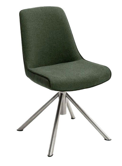 Novel Stuhl RIALTO Moderner grüner Stuhl mit Metallbeinen, seitliche Perspektive