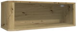 Hängeregal aus Holz in natürlicher Optik, seitliche Perspektive