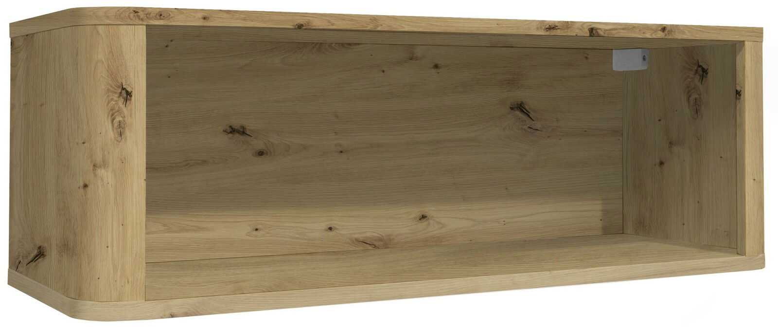 Hängeregal aus Holz in natürlicher Optik, seitliche Perspektive