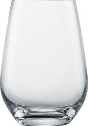 Transparenter Universalbecher Forte aus Glas, frontal fotografiert.