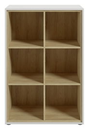 Frontale Ansicht eines Aktenregals mit vier Fächern, Holzoptik