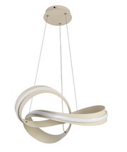 Moderne LED-hanglamp met een gebogen vormgeving, zijaanzicht