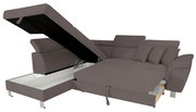 Ecksofa mit Stauraum und ausziehbarer Liegefläche, Perspektive von vorne links
