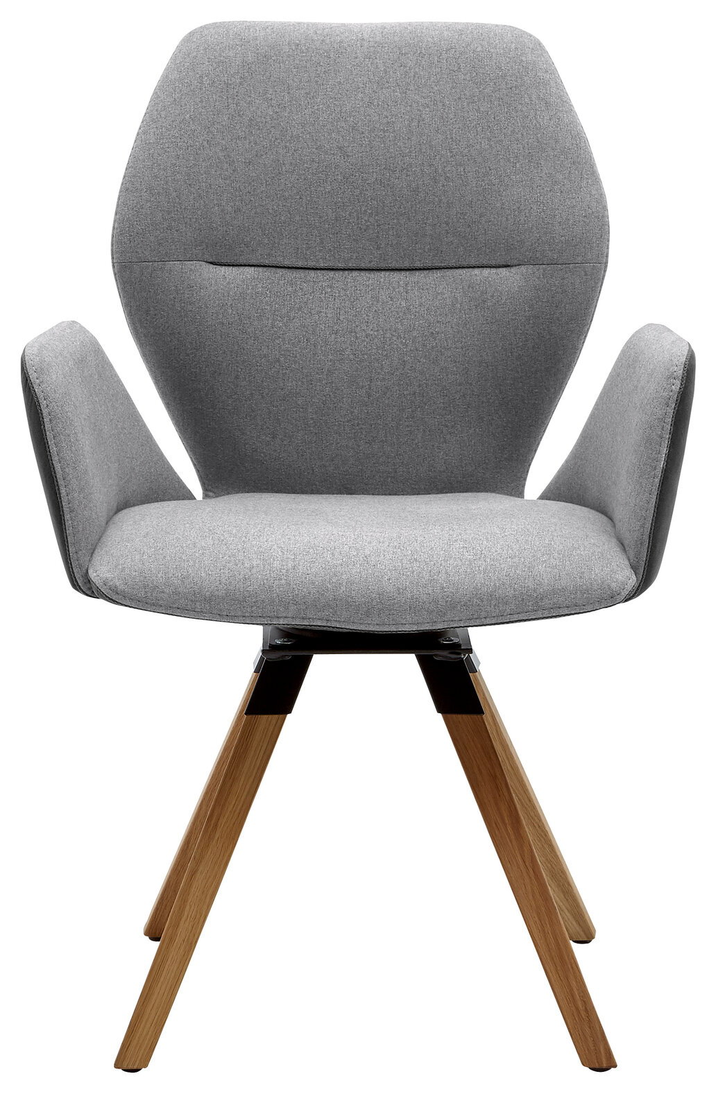 Valnatura Armlehnenstuhl PIANO Grauer Armlehnenstuhl mit Holzbeinen, Frontalansicht
