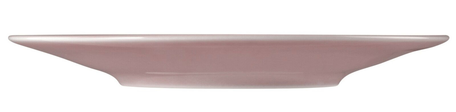 Seitliche Ansicht einer großen, rosafarbenen Kombi-Untertasse mit einem Durchmesser von 16,5 cm.
