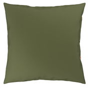 Grünes Kissen in Vorderansicht, Teil einer Wendebettwäsche.