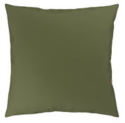 Grünes Kissen in Vorderansicht, Teil einer Wendebettwäsche.