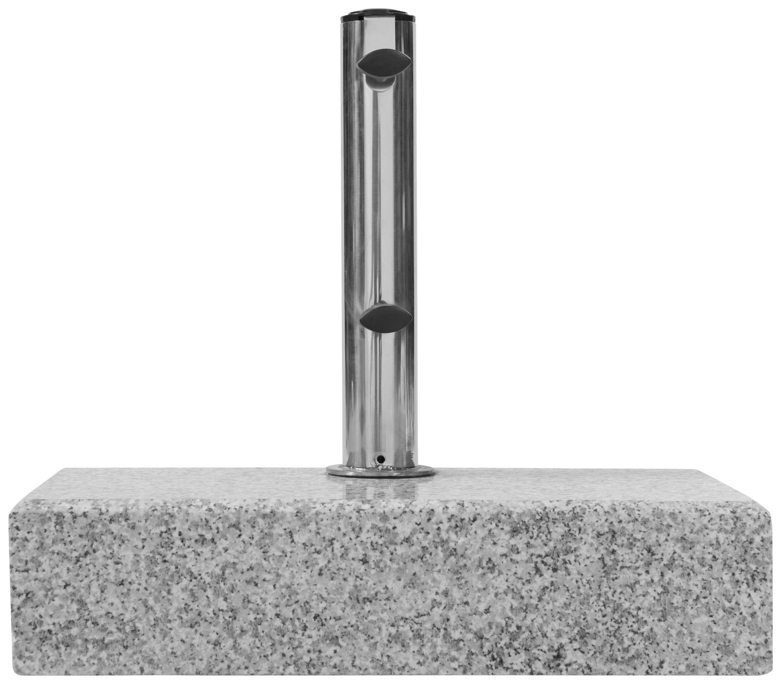Granit-Sockel mit Edelstahlrohr, Frontalansicht
