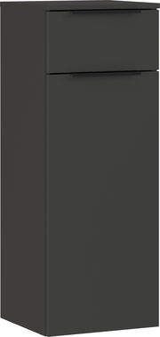 Schwarzer Schrank mit zwei Schubladen, Frontalansicht