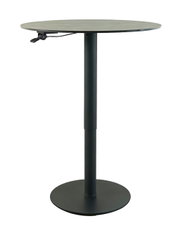 Ronde bartafel met zwart metalen onderstel, zijaanzicht