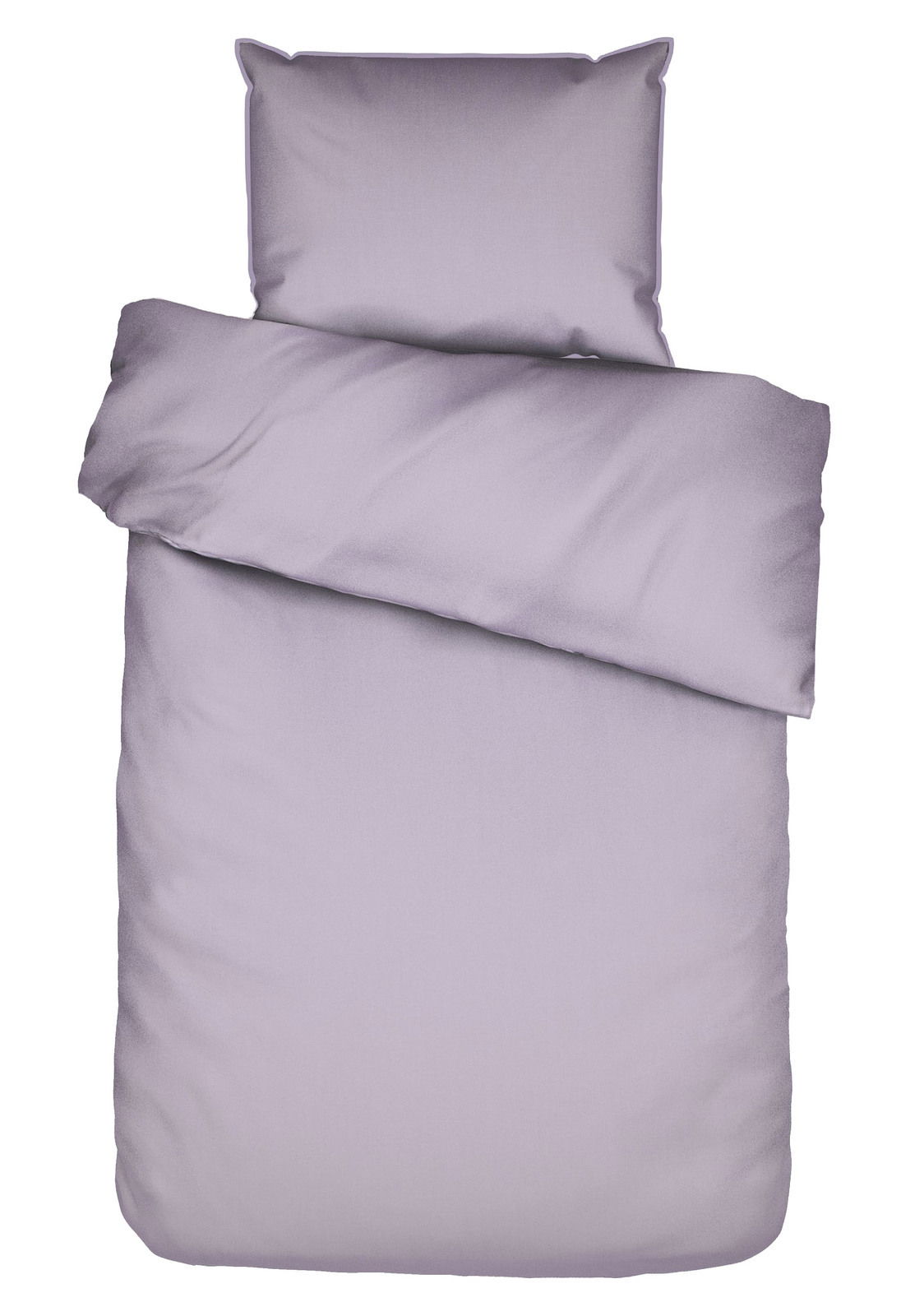 Lila Bettwäsche-Set bestehend aus einem Kissenbezug und einem Bettdeckenbezug, Draufsicht