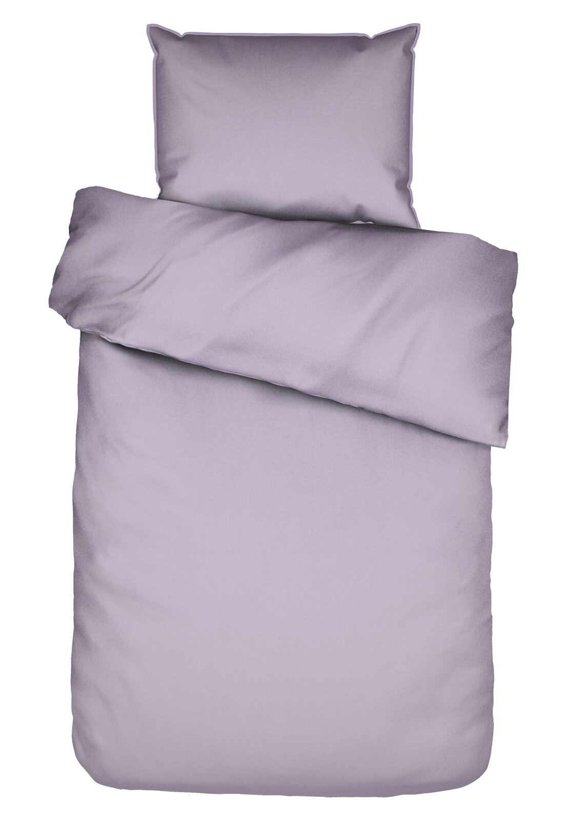 Lila Bettwäsche-Set bestehend aus einem Kissenbezug und einem Bettdeckenbezug, Draufsicht