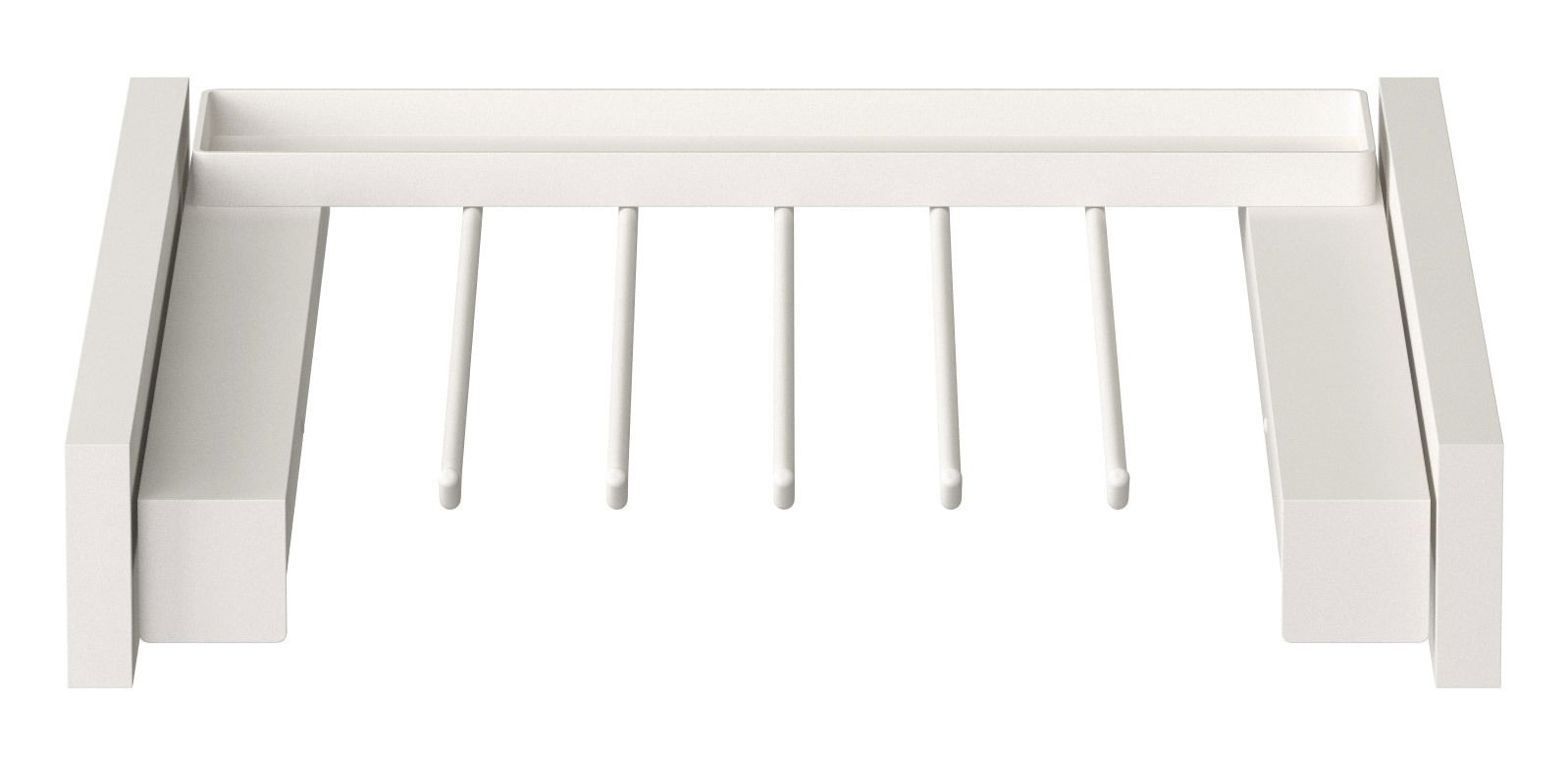 Hosenauszug in weißer Farbe, Ansicht von oben, mit mehreren Stangen zur Aufbewahrung von Hosen.