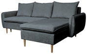 Graues Ecksofa mit Holzfüßen, Perspektive von vorne links