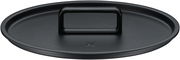 Schwarzer ovaler Deckel mit Griff, Draufsicht