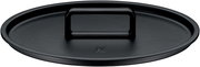 Schwarzer ovaler Deckel mit Griff, Draufsicht
