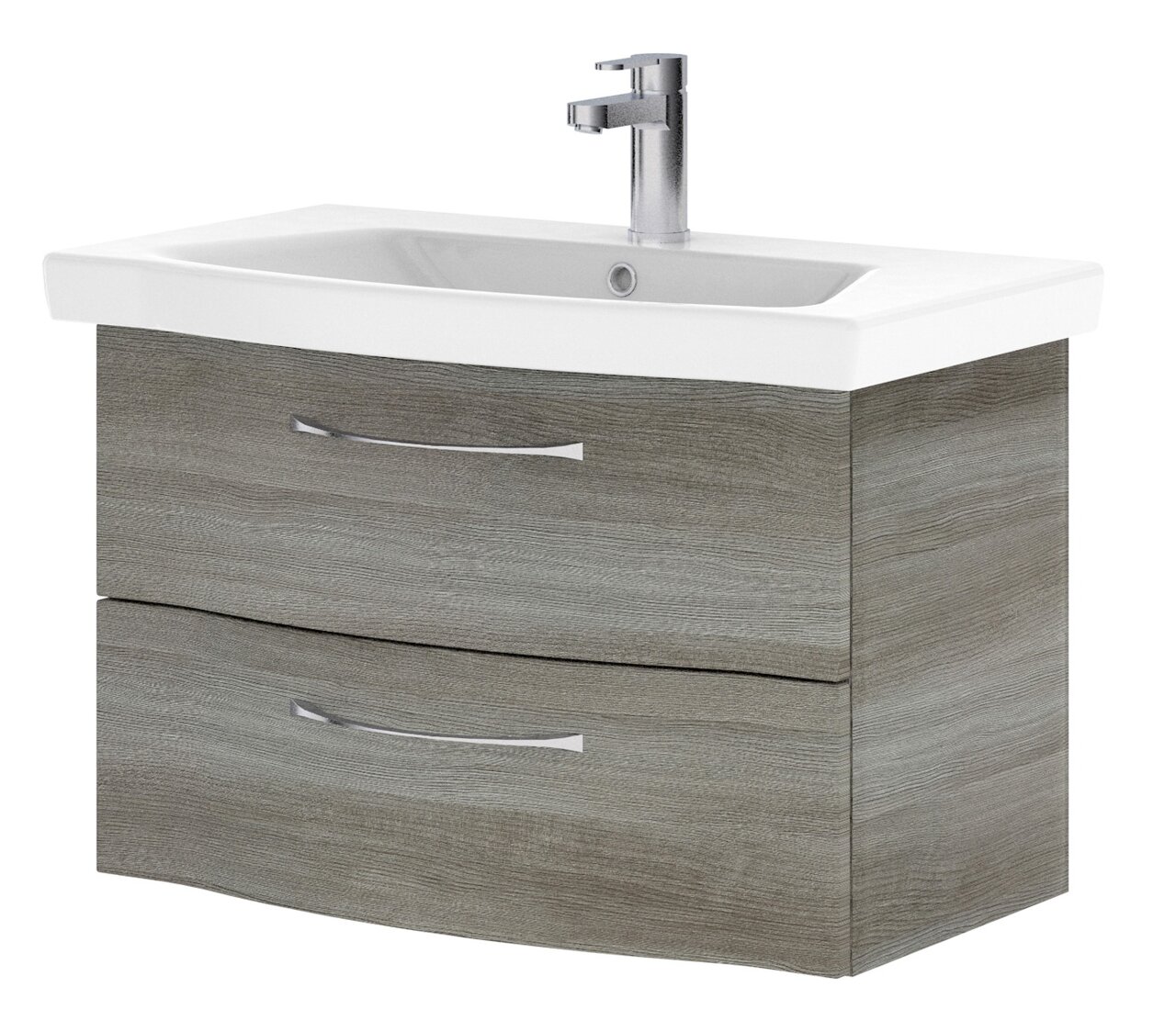 Pelipal Waschtischlösung SERIE 6005 SPRINT Moderner Waschtisch mit zwei Schubladen in Holzoptik, seitliche Perspektive