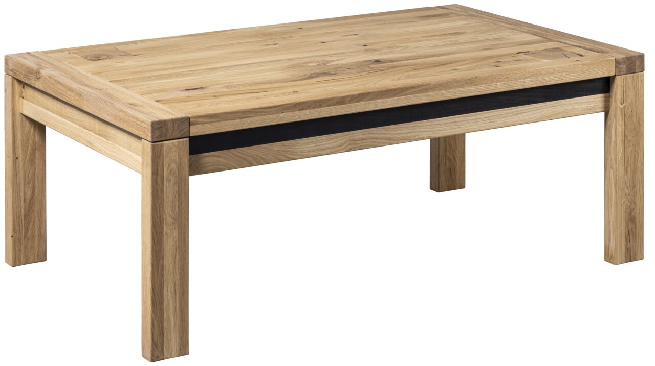 Landscape Couchtisch III BOZEN Rechteckiger Couchtisch aus Holz mit schwarzem Akzent, seitliche Perspektive