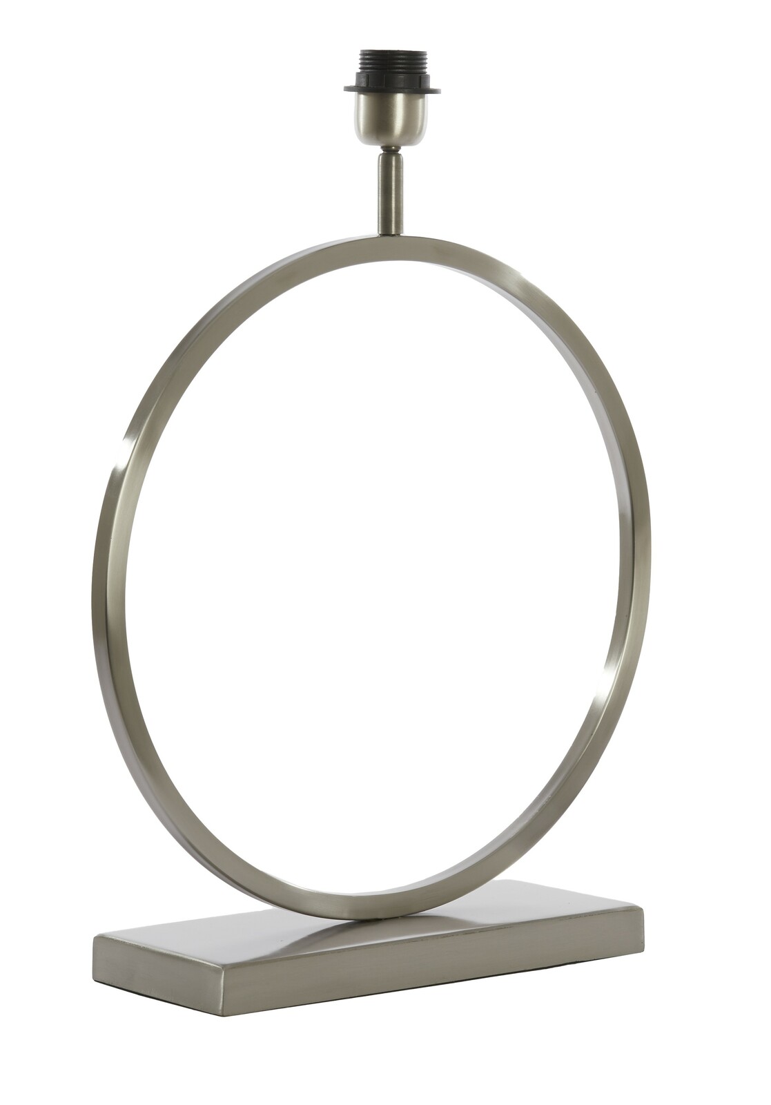 Moderner Lampenfuß in Ringform aus Metall, seitliche Perspektive