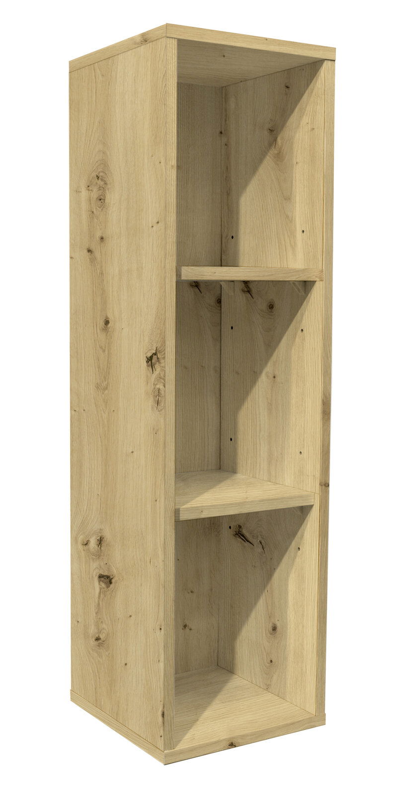 MyBaby Unterstellregal LILLY Holzunterstellregal mit drei offenen Fächern, perspektivisch von vorne links gesehen.