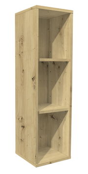 Holzunterstellregal mit drei offenen Fächern, perspektivisch von vorne links gesehen.